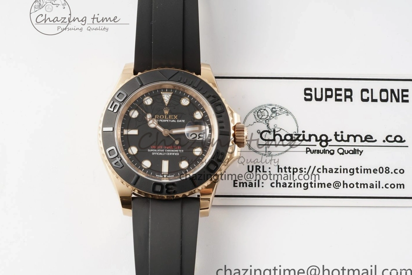 0124 Stretchable Yacht-Master 126655 C+F 1:1 Best Edition Black Ceramic Bezel on Oysterflex Rubber Strap VR 1955